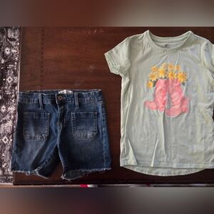 girl 10 denim shorts and graphic tee